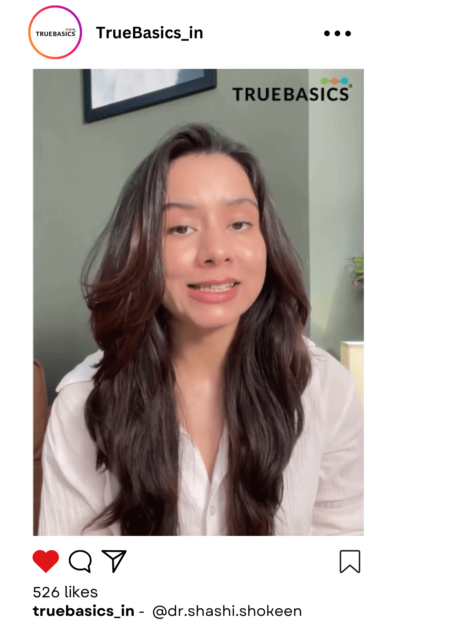 Dermatologist @shashi.shokeen is talking about TrueBasics brand and their product goodness.