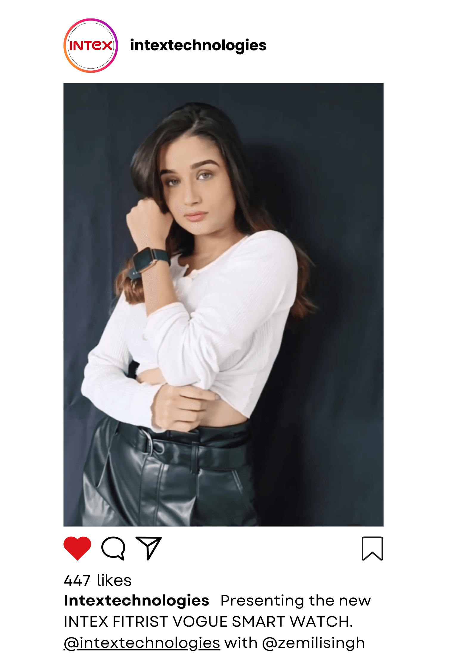 Intex smartwatch video shoot featuring a fashion influencer, showcasing product marketing with a stylish, modern look.