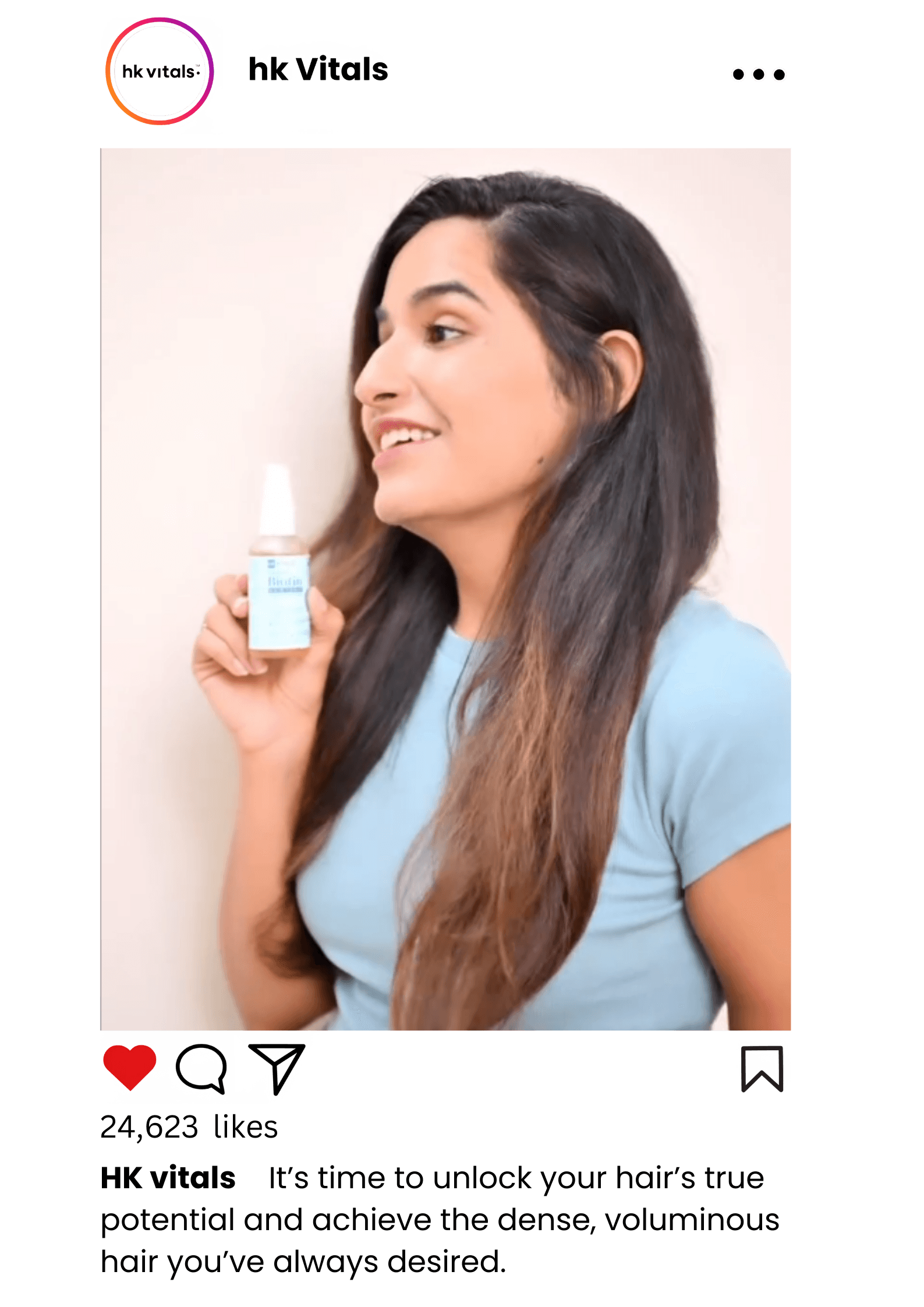 Person holding HK Vitals product during a video shoot for marketing, emphasizing the product's key features.
