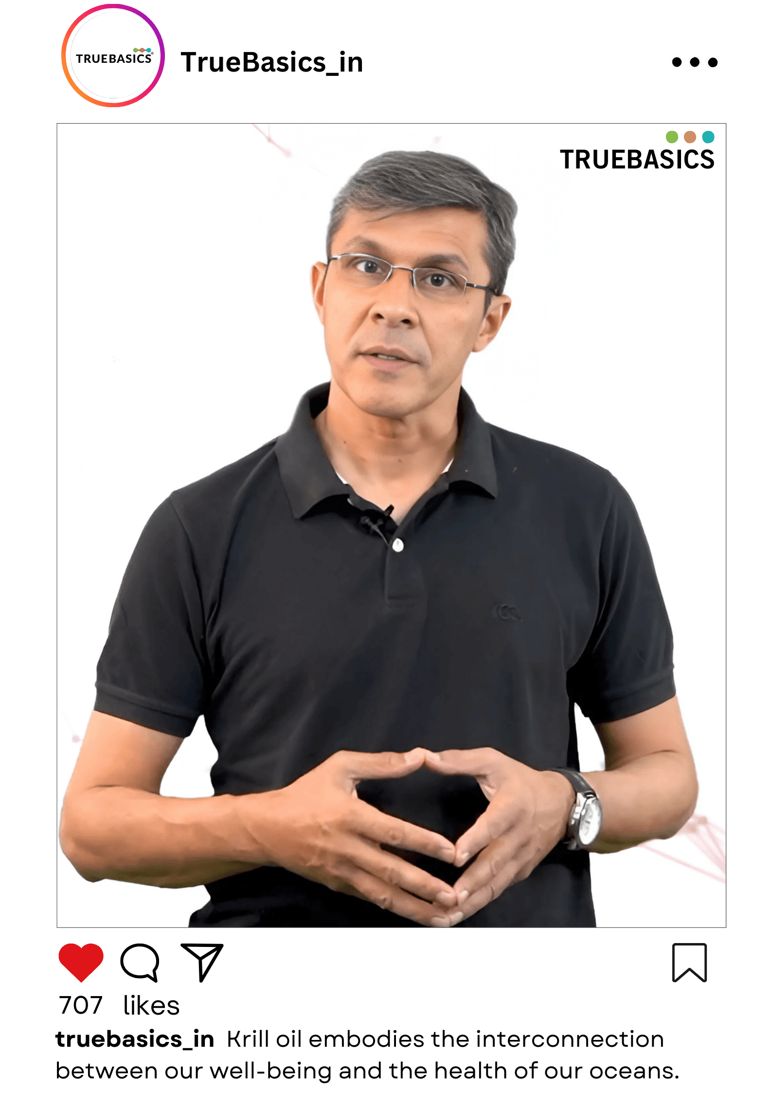 mvisionary shoot a video where a person in black Polo shirt discussing the benefits of krill oil product.